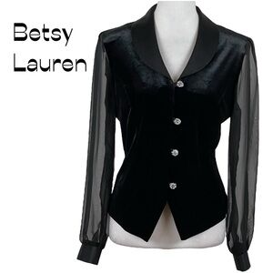 Betsy Lauren Black Velvet Vintage Jacket Size S